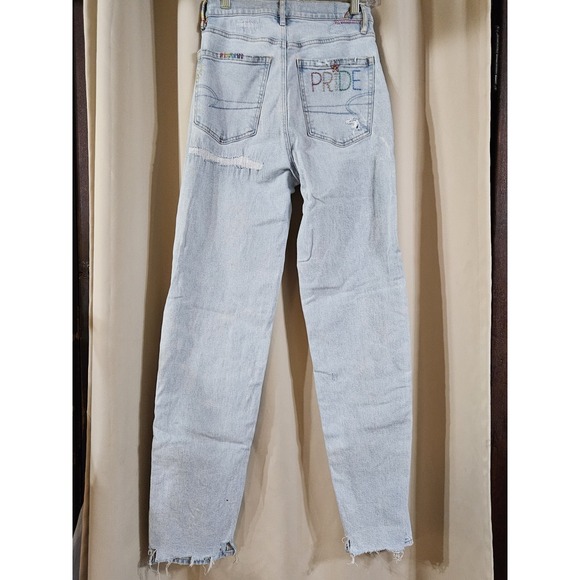 American Eagle Pride Strigid Highest Rise Baggy Straight Jeans Women 2 / 26 Long - Picture 2 of 11